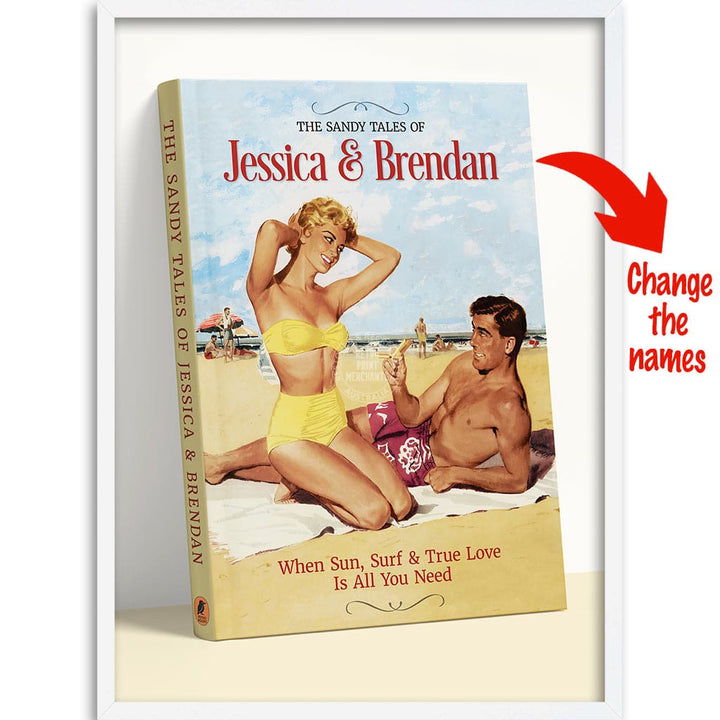 PERSONALISED COVER STORY | SANDY TALES A4 | 210 x 297mm | 8.3 x 11.7 inches / Framed Print: White Timber Print Art