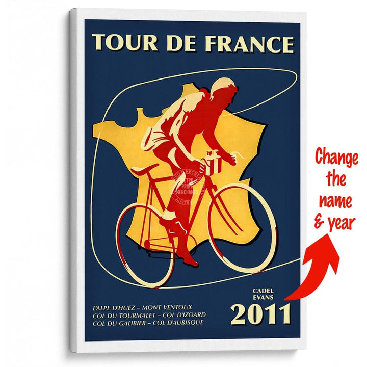Personalised Tour De France | A3 297 X 420Mm 11.7 16.5 Inches / Stretched Canvas Print Art
