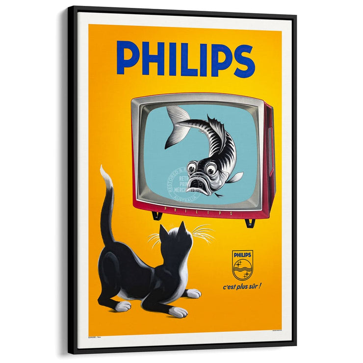 Philips Televisions 1956 | France A4 210 X 297Mm 8.3 11.7 Inches / Canvas Floating Frame: Black