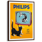 Philips Televisions 1956 | France A4 210 X 297Mm 8.3 11.7 Inches / Canvas Floating Frame: Chocolate