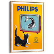 Philips Televisions 1956 | France A4 210 X 297Mm 8.3 11.7 Inches / Canvas Floating Frame: Natural