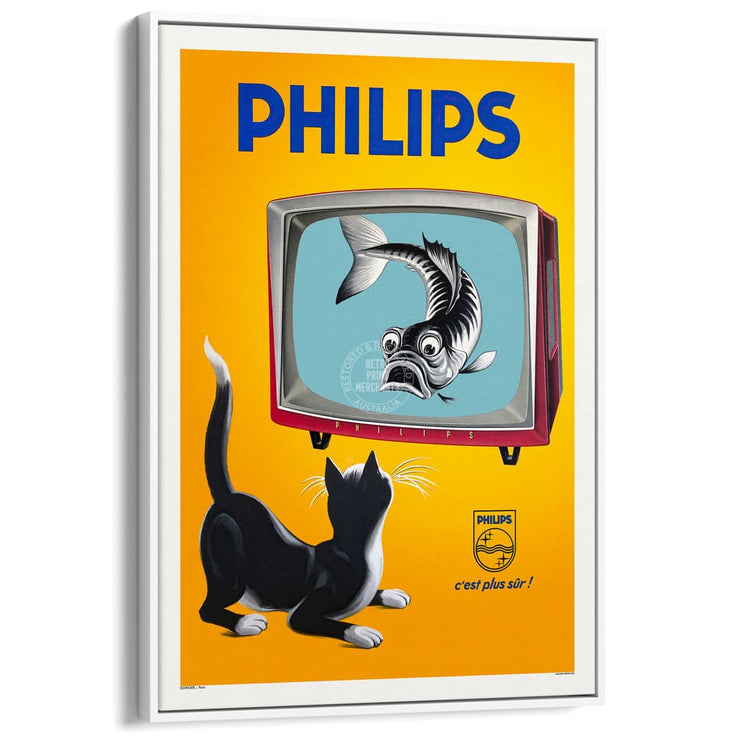Philips Televisions 1956 | France A4 210 X 297Mm 8.3 11.7 Inches / Canvas Floating Frame: White