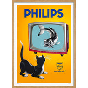 Philips Televisions 1956 | France A4 210 X 297Mm 8.3 11.7 Inches / Framed Print: Natural Oak Timber