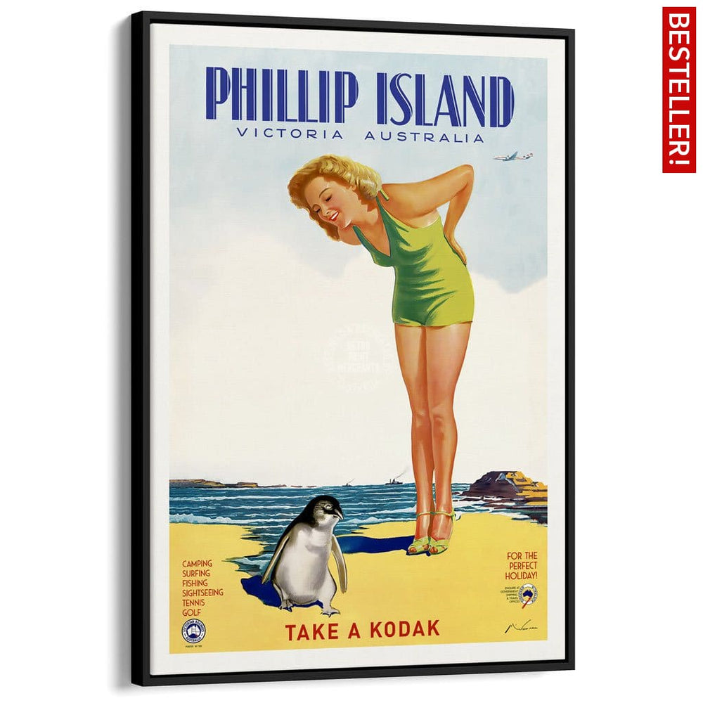 Phillip Island | Australia A3 297 X 420Mm 11.7 16.5 Inches / Canvas Floating Frame - Black Timber