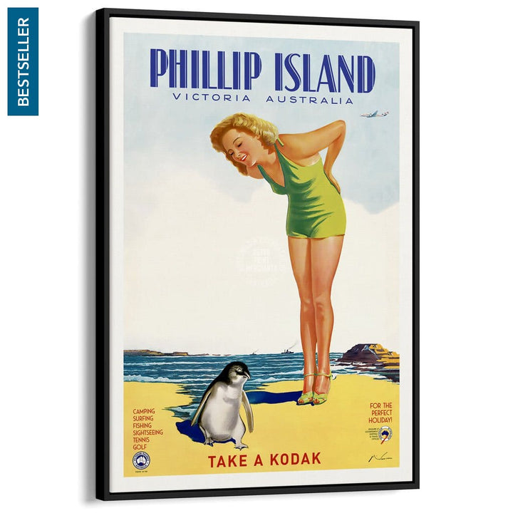 Phillip Island | Australia A3 297 X 420Mm 11.7 16.5 Inches / Canvas Floating Frame - Black Timber