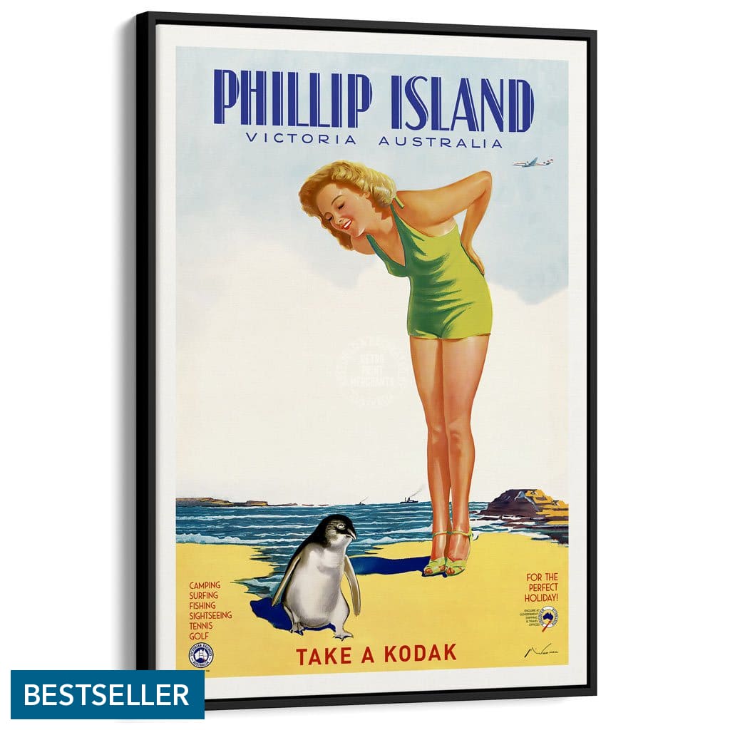Phillip Island | Australia A3 297 X 420Mm 11.7 16.5 Inches / Canvas Floating Frame - Black Timber