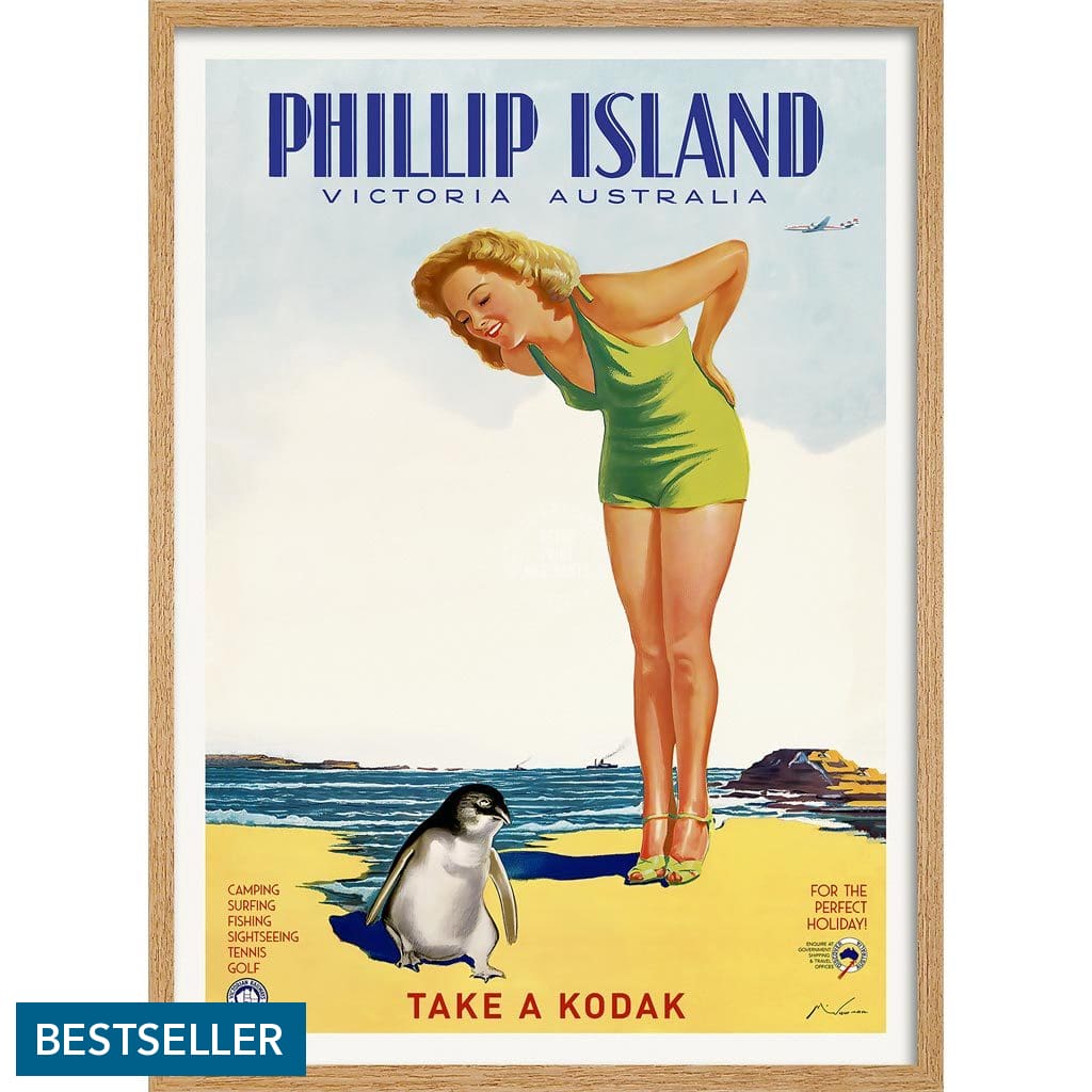 Phillip Island | Australia A3 297 X 420Mm 11.7 16.5 Inches / Framed Print - Natural Oak Timber Art