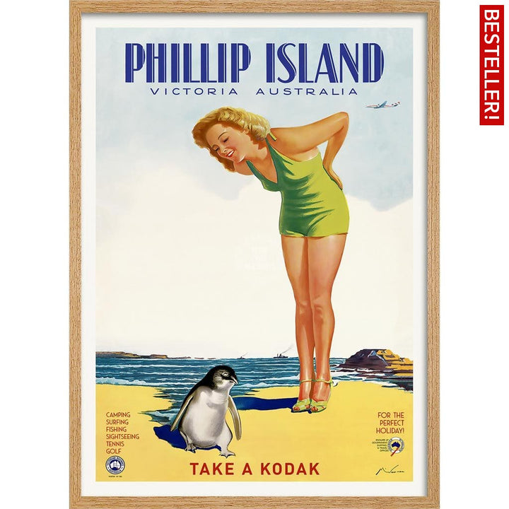Phillip Island | Australia A3 297 X 420Mm 11.7 16.5 Inches / Framed Print - Natural Oak Timber Art