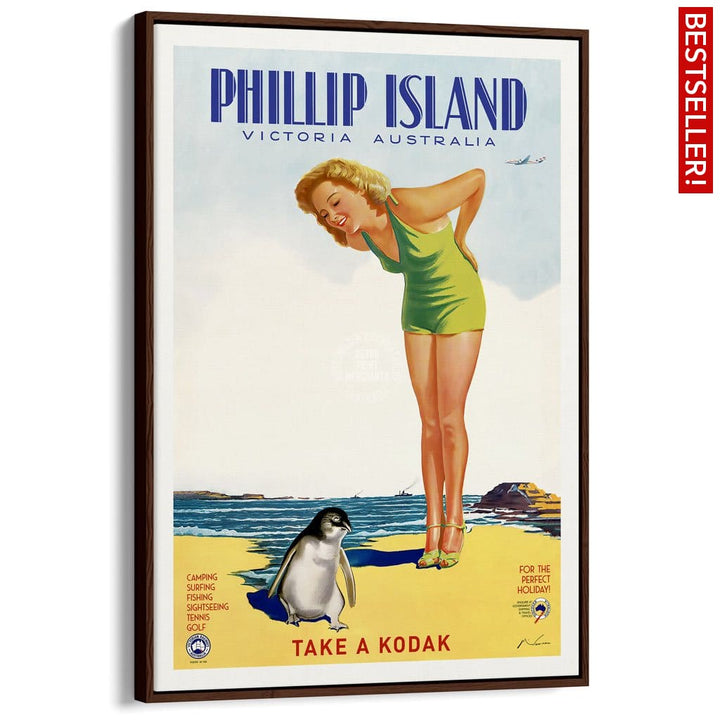 Phillip Island | Australia A3 297 X 420Mm 11.7 16.5 Inches / Canvas Floating Frame - Dark Oak Timber