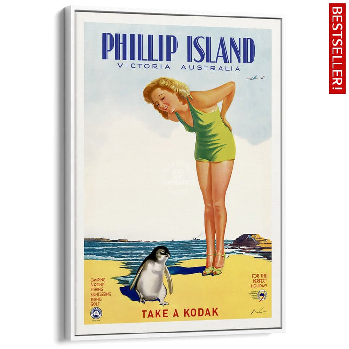 Phillip Island | Australia A3 297 X 420Mm 11.7 16.5 Inches / Canvas Floating Frame - White Timber