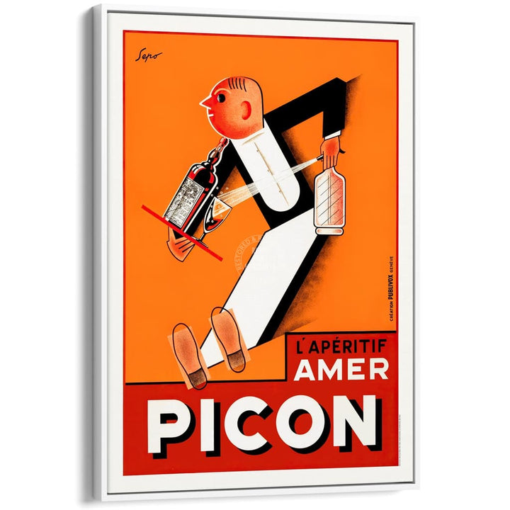 Picon Aperitif Waiter | France A3 297 X 420Mm 11.7 16.5 Inches / Canvas Floating Frame: White