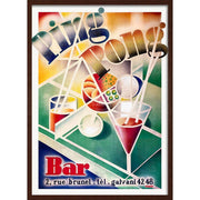 Ping Pong Bar | France A4 210 X 297Mm 8.3 11.7 Inches / Framed Print: Chocolate Oak Timber Print Art