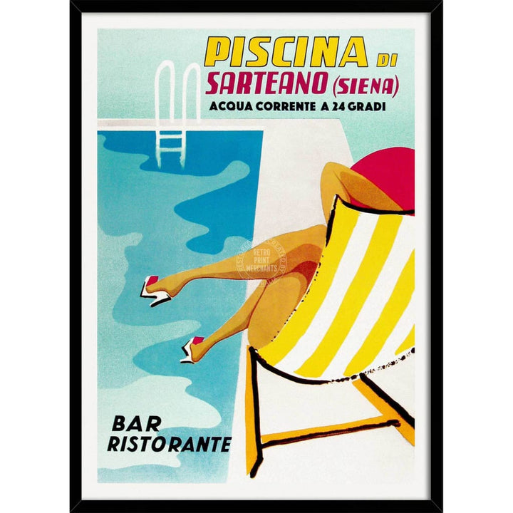 Piscina | Italy 422Mm X 295Mm 16.6 11.6 A3 / Black Print Art