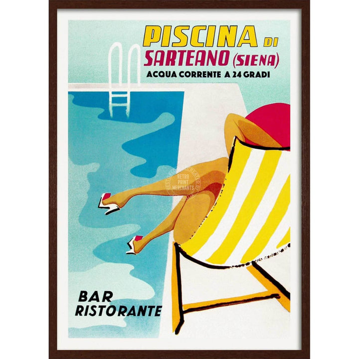 Piscina | Italy 422Mm X 295Mm 16.6 11.6 A3 / Dark Oak Print Art