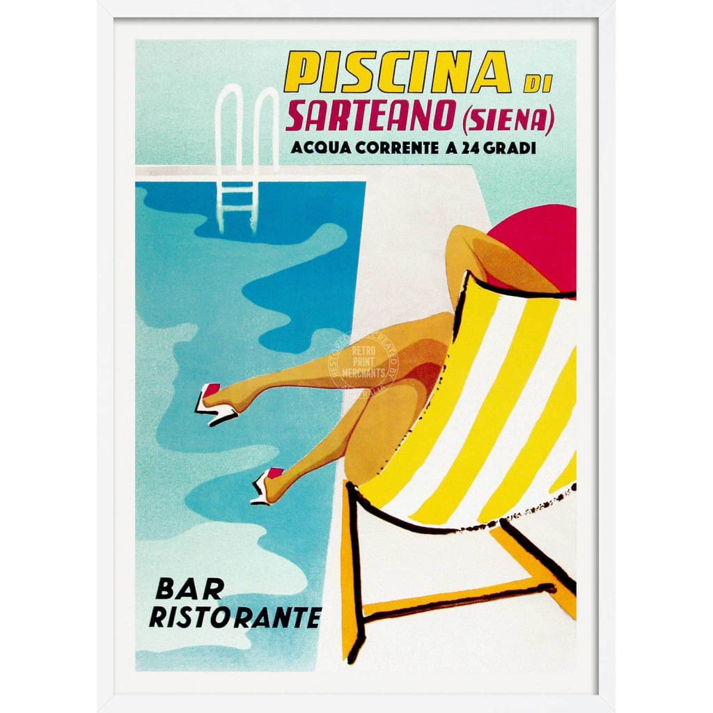 Piscina | Italy 422Mm X 295Mm 16.6 11.6 A3 / White Print Art