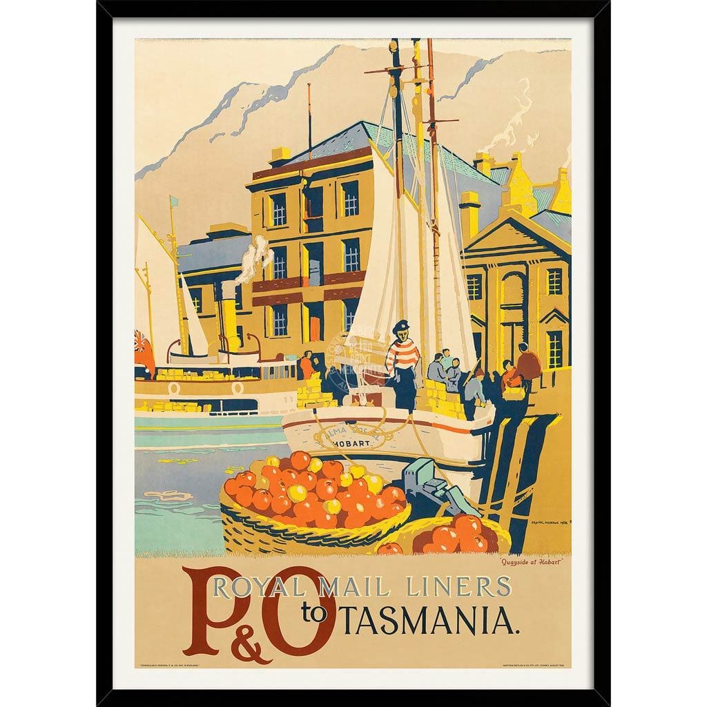 P&o To Tasmania | Australia 422Mm X 295Mm 16.6 11.6 A3 / Black Print Art