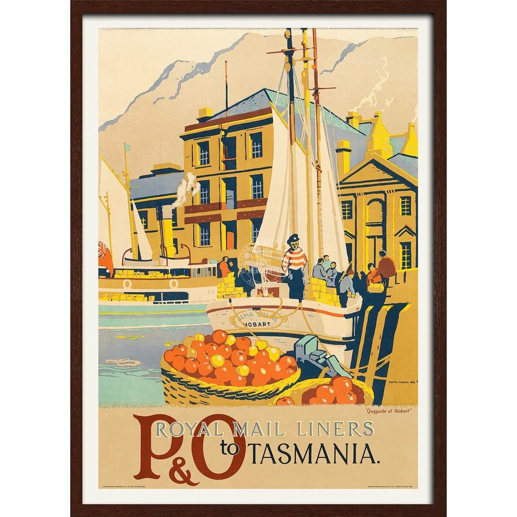 P&o To Tasmania | Australia 422Mm X 295Mm 16.6 11.6 A3 / Dark Oak Print Art
