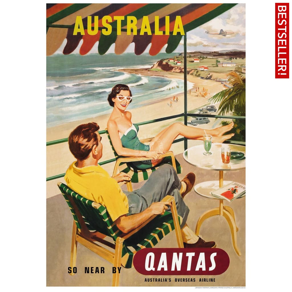 Qantas Beach | Australia 422Mm X 295Mm 16.6 11.6 A3 / Unframed Print Art