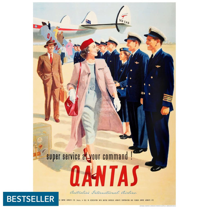 Qantas Super Service | Australia 422Mm X 295Mm 16.6 11.6 A3 / Unframed Print Art