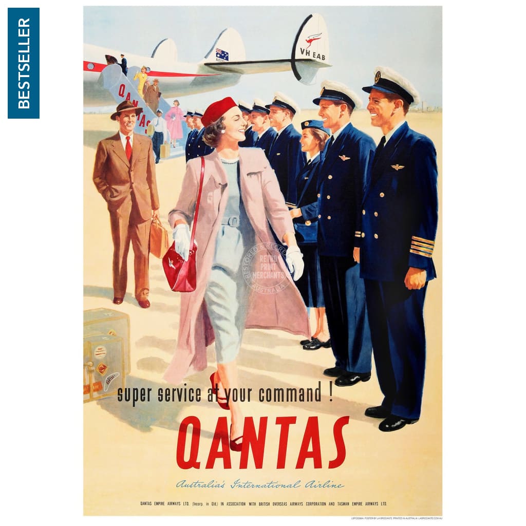 Qantas Super Service | Australia 422Mm X 295Mm 16.6 11.6 A3 / Unframed Print Art