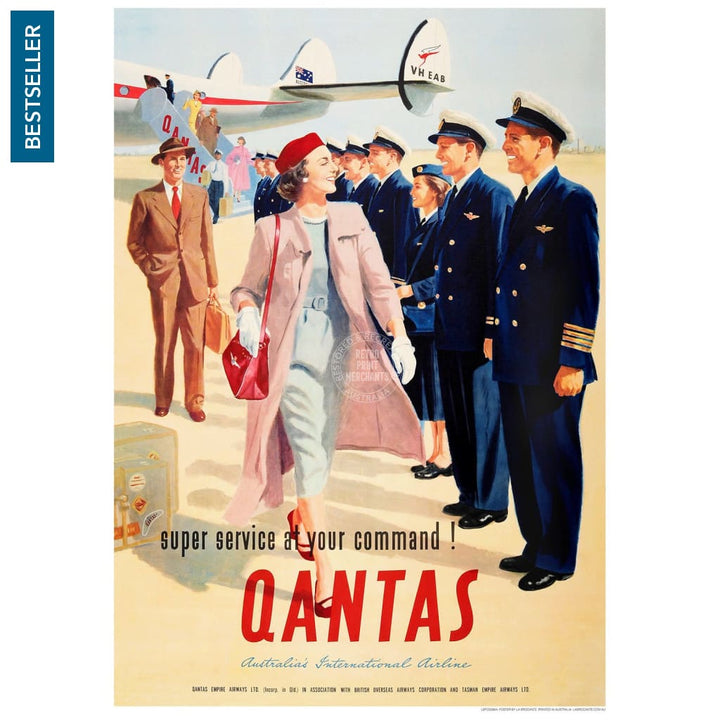 Qantas Super Service | Australia 422Mm X 295Mm 16.6 11.6 A3 / Unframed Print Art