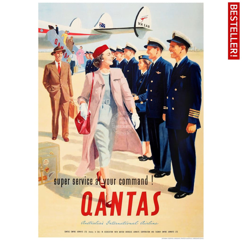 Qantas Super Service | Australia 422Mm X 295Mm 16.6 11.6 A3 / Unframed Print Art