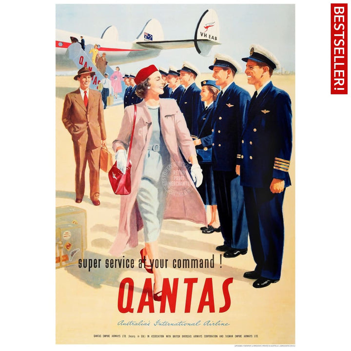 Qantas Super Service | Australia 422Mm X 295Mm 16.6 11.6 A3 / Unframed Print Art