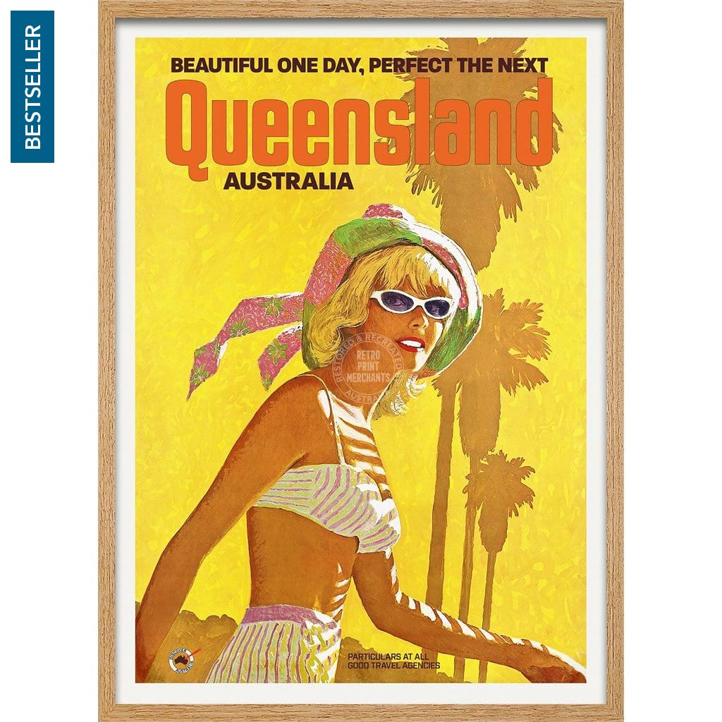 Queensland | Australia 422Mm X 295Mm 16.6 11.6 A3 / Natural Oak Print Art