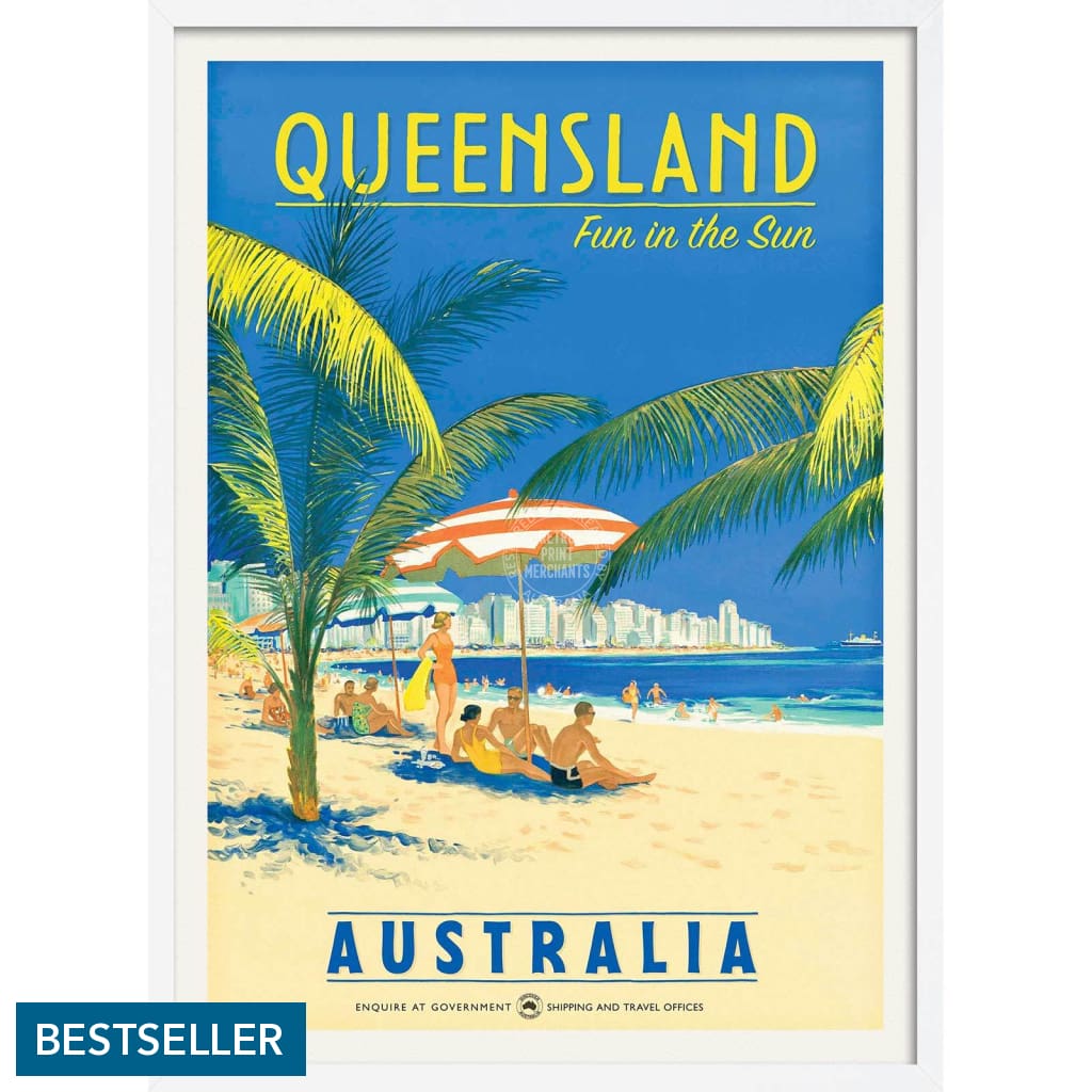 Queensland Fun In The Sun | Australia 422Mm X 295Mm 16.6 11.6 A3 / White Print Art