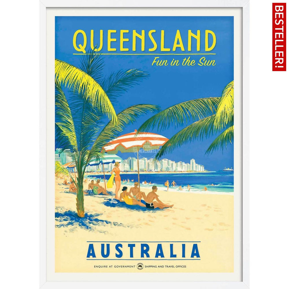 Queensland Fun In The Sun | Australia 422Mm X 295Mm 16.6 11.6 A3 / White Print Art
