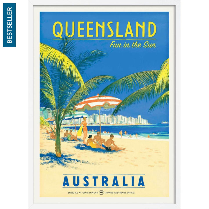 Queensland Fun In The Sun | Australia 422Mm X 295Mm 16.6 11.6 A3 / White Print Art