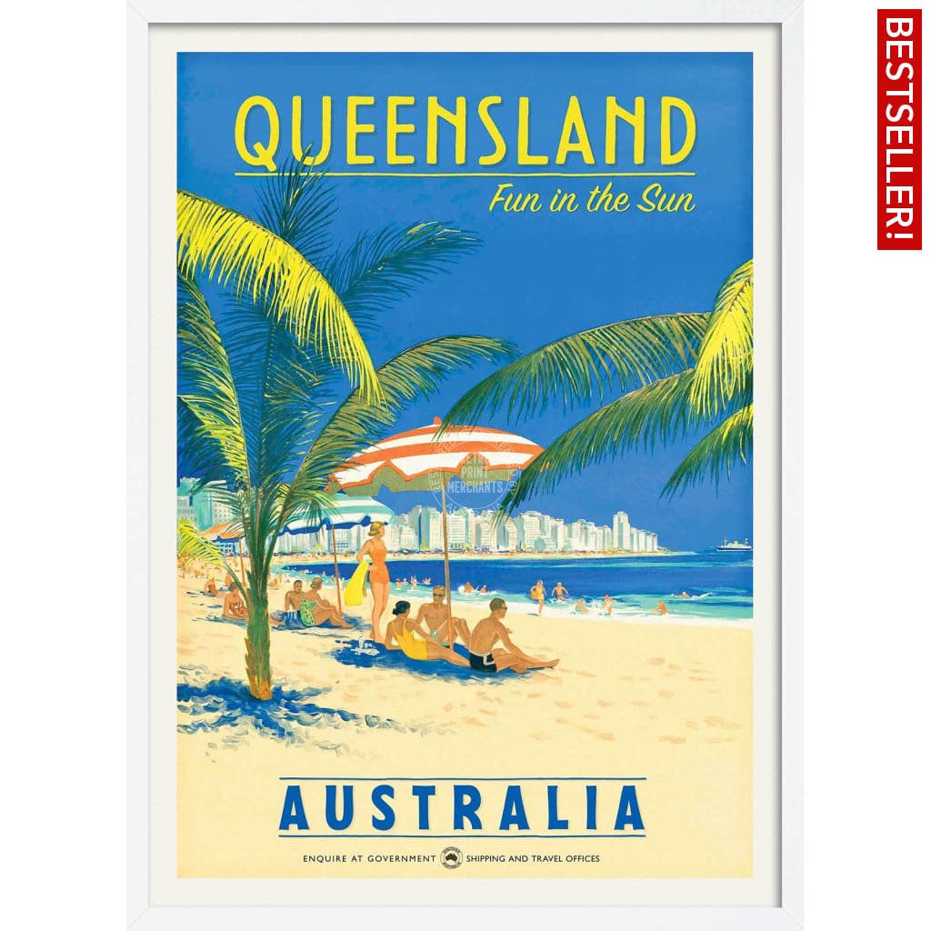 Queensland Fun In The Sun | Australia 422Mm X 295Mm 16.6 11.6 A3 / White Print Art