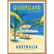 Queensland Fun In The Sun | Australia 422Mm X 295Mm 16.6 11.6 A3 / Natural Oak Print Art