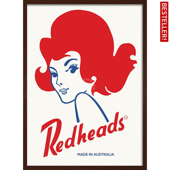 REDHEADS MATCHES 1971 | AUSTRALIA A3 | 297 x 420mm | 11.7 x 16.5 inches / Framed Print: Chocolate Oak Timber Print Art