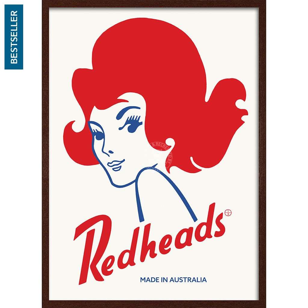 REDHEADS MATCHES 1971 | AUSTRALIA A3 | 297 x 420mm | 11.7 x 16.5 inches / Framed Print: Chocolate Oak Timber Print Art
