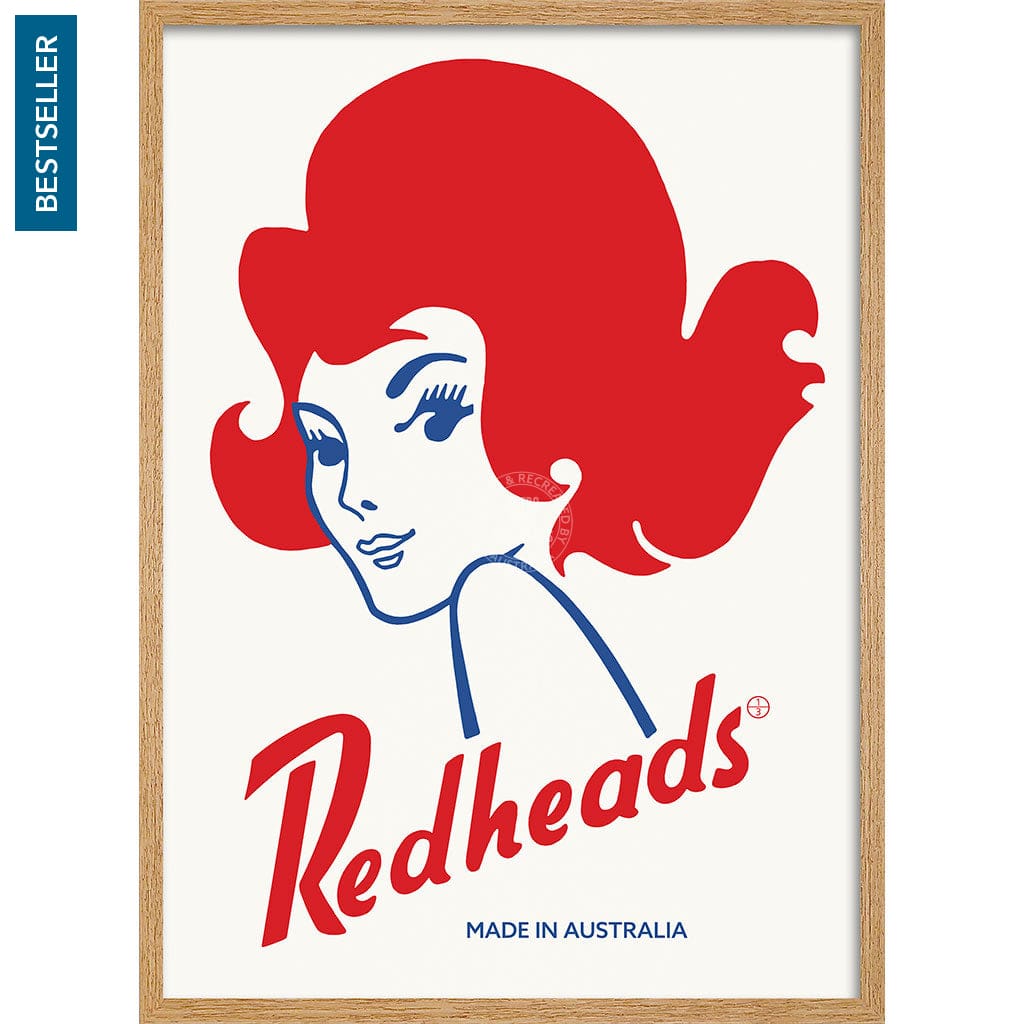 REDHEADS MATCHES 1971 | AUSTRALIA A3 | 297 x 420mm | 11.7 x 16.5 inches / Framed Print: Natural Oak Timber Print Art
