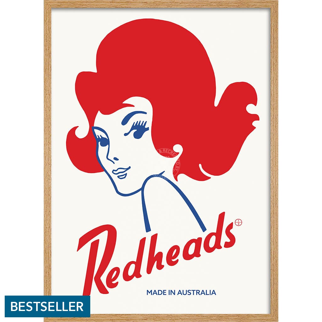 REDHEADS MATCHES 1971 | AUSTRALIA A3 | 297 x 420mm | 11.7 x 16.5 inches / Framed Print: Natural Oak Timber Print Art