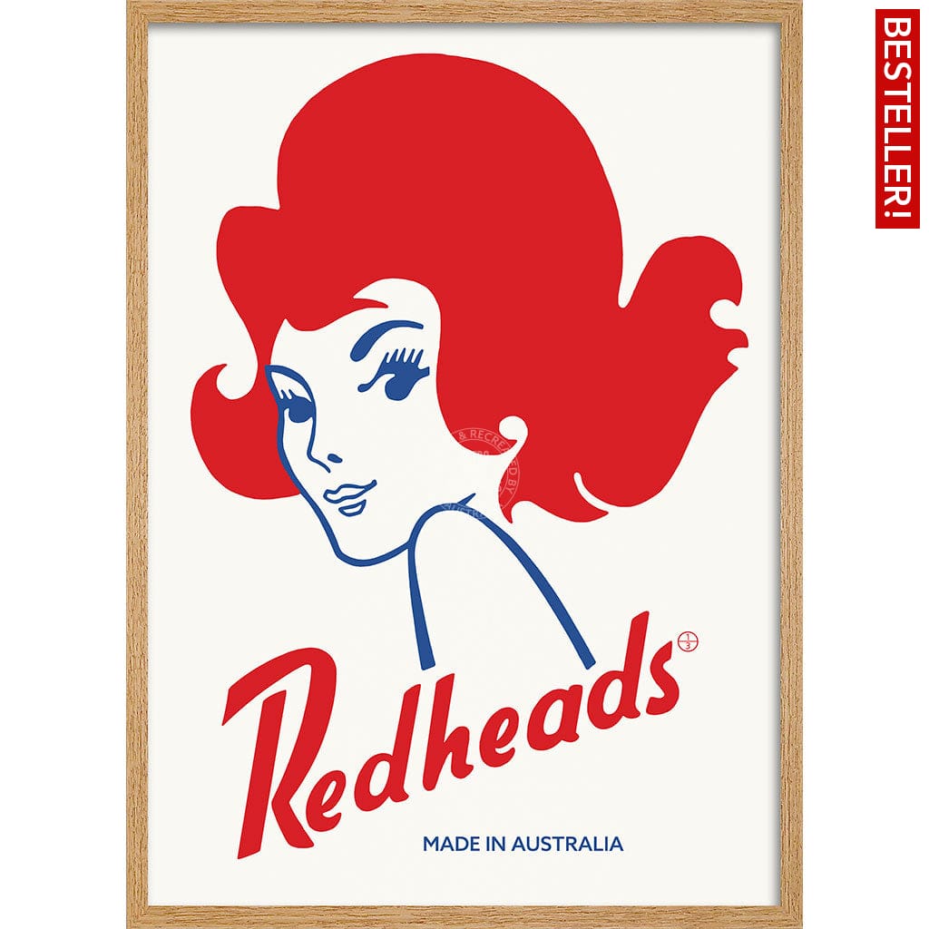REDHEADS MATCHES 1971 | AUSTRALIA A3 | 297 x 420mm | 11.7 x 16.5 inches / Framed Print: Natural Oak Timber Print Art