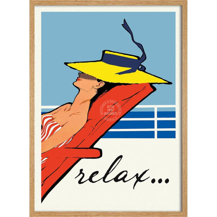 Relax | France 422Mm X 295Mm 16.6 11.6 A3 / Natural Oak Print Art