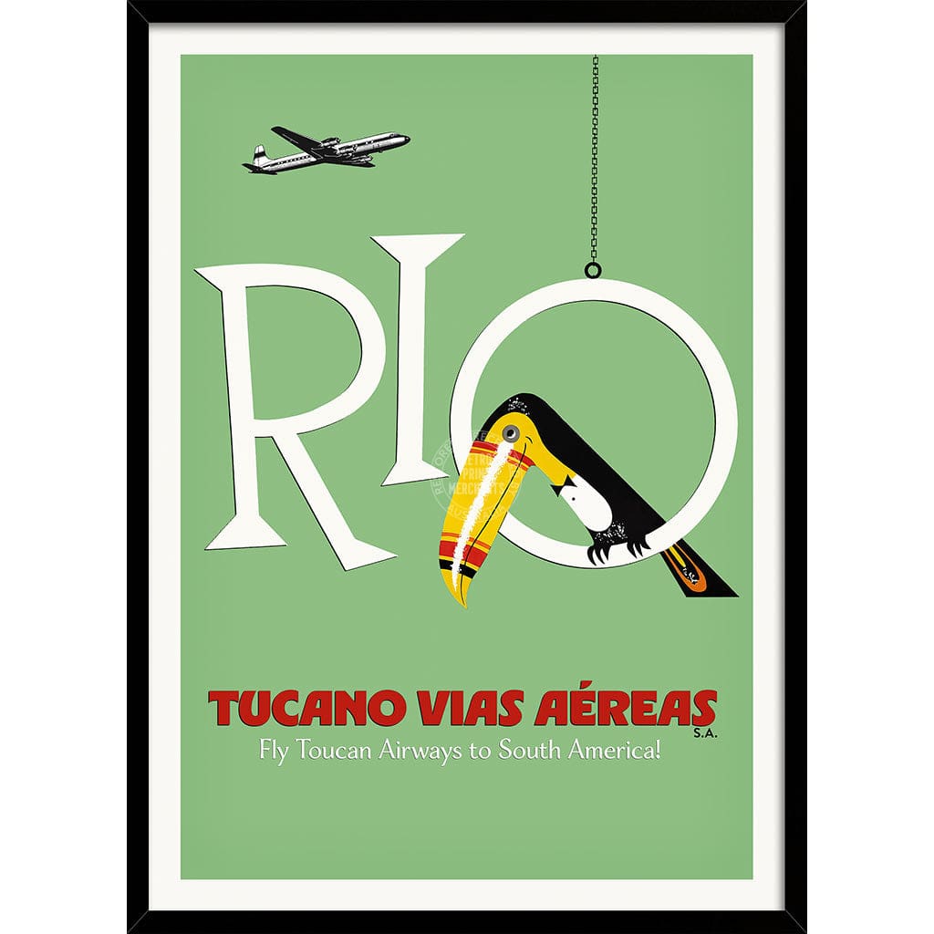 RIO TOUCAN | BRAZIL A3 | 297 x 420mm | 11.7 x 16.5 inches / Framed Print: Black Timber Print Art