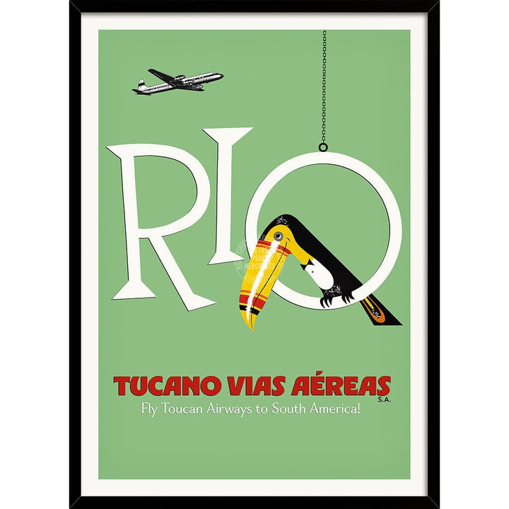 RIO TOUCAN | BRAZIL A3 | 297 x 420mm | 11.7 x 16.5 inches / Framed Print: Black Timber Print Art