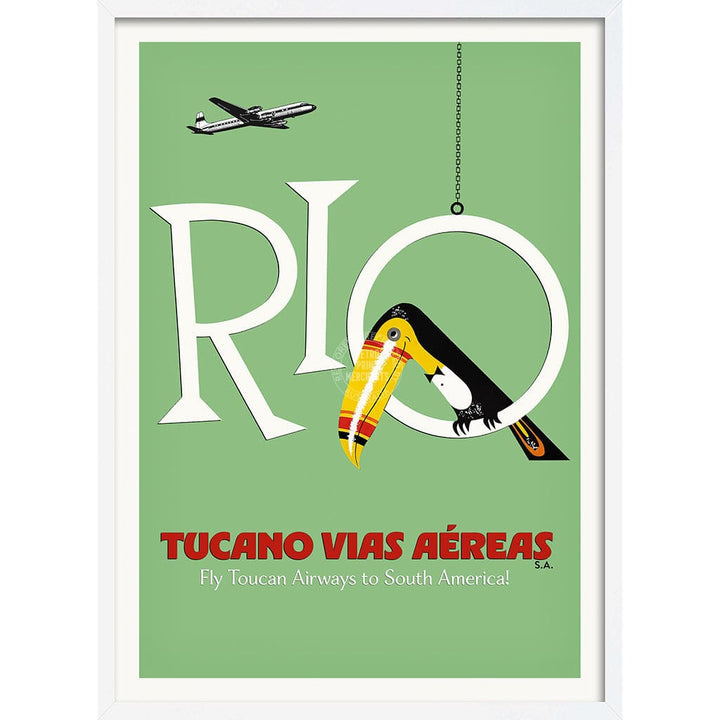 RIO TOUCAN | BRAZIL A3 | 297 x 420mm | 11.7 x 16.5 inches / Framed Print: White Timber Print Art