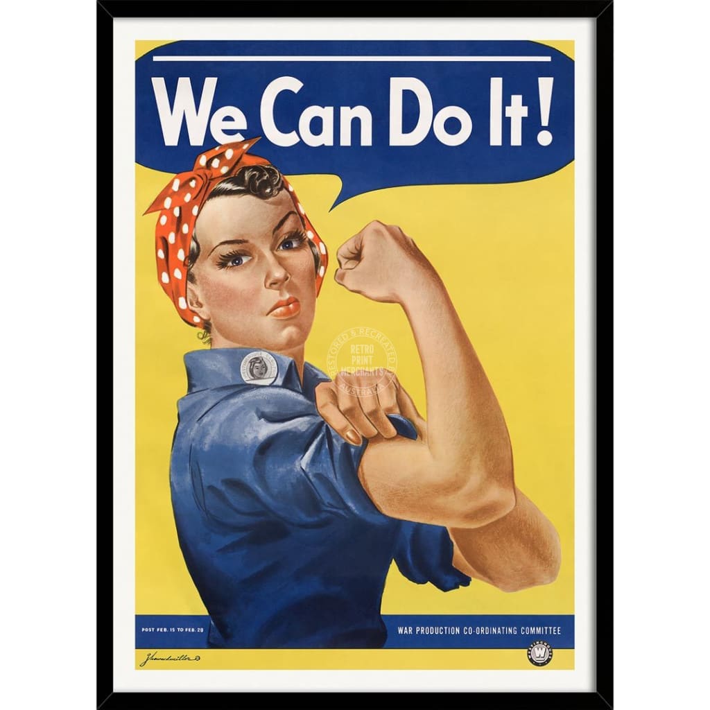 Rosie The Riveter | Usa 422Mm X 295Mm 16.6 11.6 A3 / Black Print Art