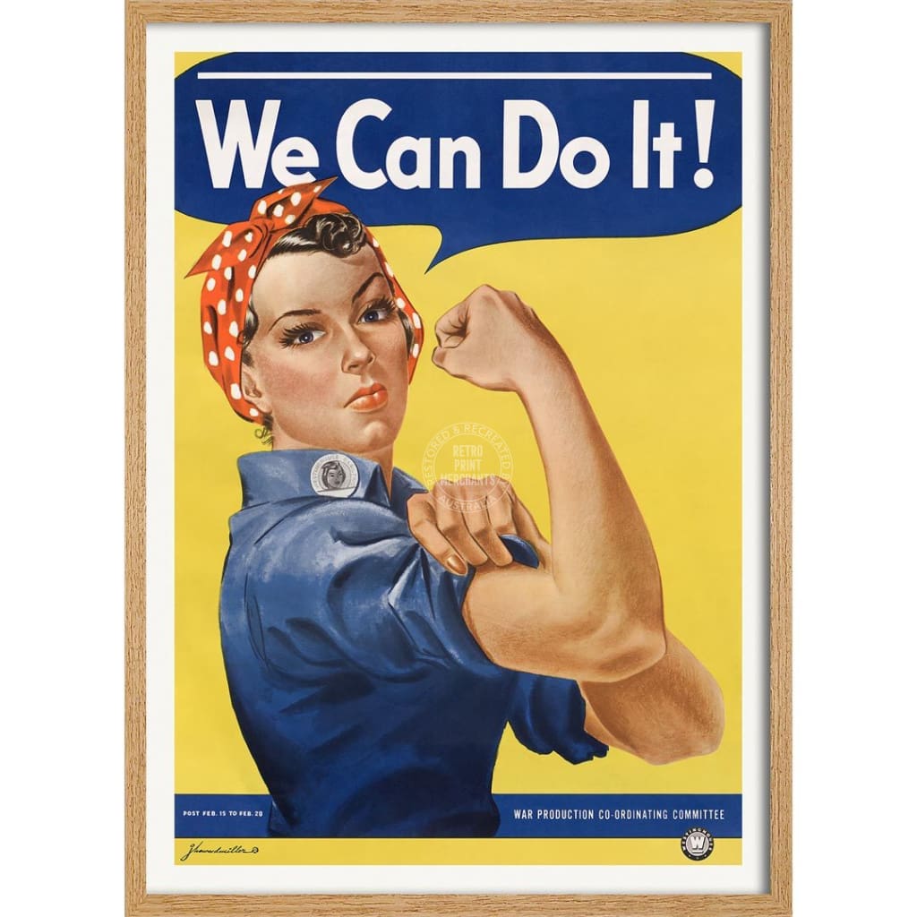 Rosie The Riveter | Usa 422Mm X 295Mm 16.6 11.6 A3 / Natural Oak Print Art