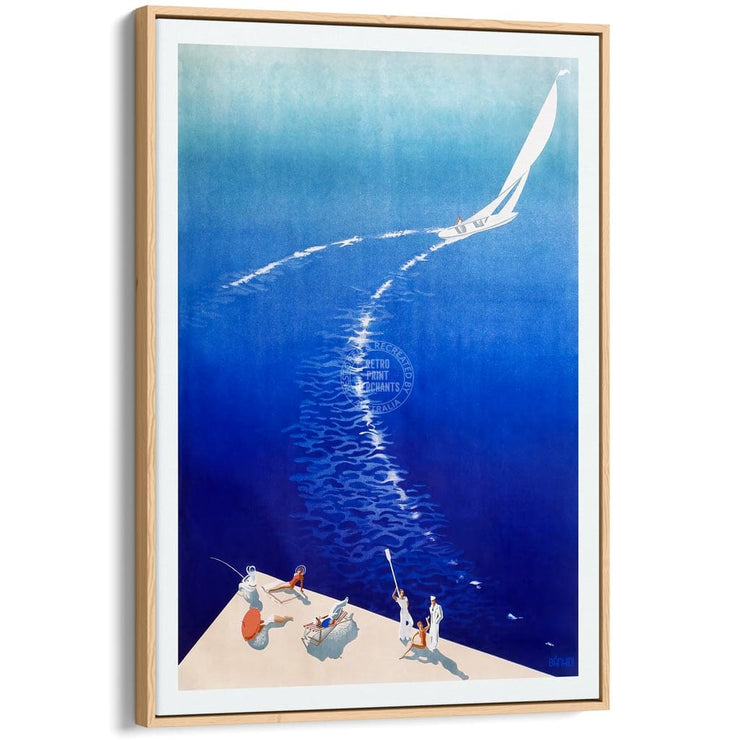Sail Away | Hungary A4 210 X 297Mm 8.3 11.7 Inches / Canvas Floating Frame: Natural Oak Timber Print