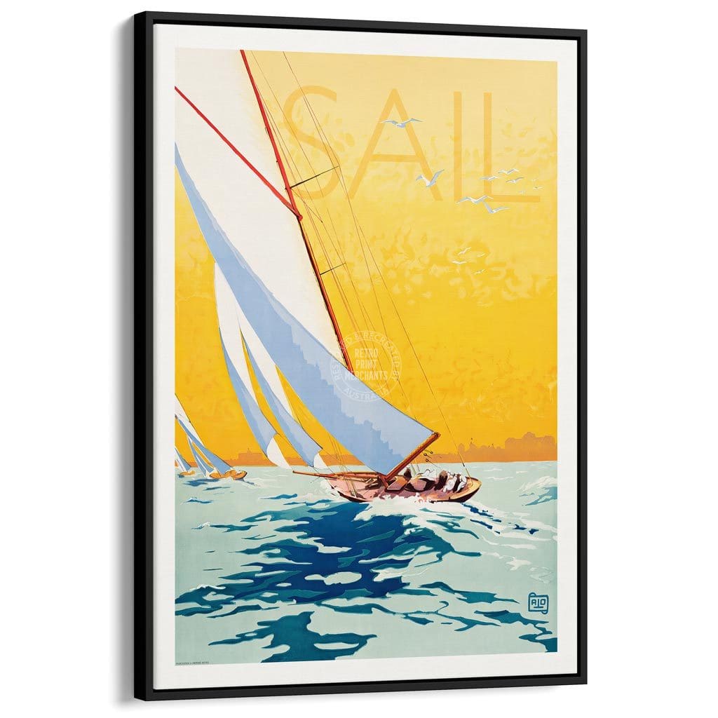 Sail | France A3 297 X 420Mm 11.7 16.5 Inches / Canvas Floating Frame - Black Timber Print Art