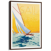 Sail | France A3 297 X 420Mm 11.7 16.5 Inches / Canvas Floating Frame - Dark Oak Timber Print Art