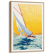 Sail | France A3 297 X 420Mm 11.7 16.5 Inches / Canvas Floating Frame - Natural Oak Timber Print Art