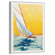 Sail | France A3 297 X 420Mm 11.7 16.5 Inches / Canvas Floating Frame - White Timber Print Art