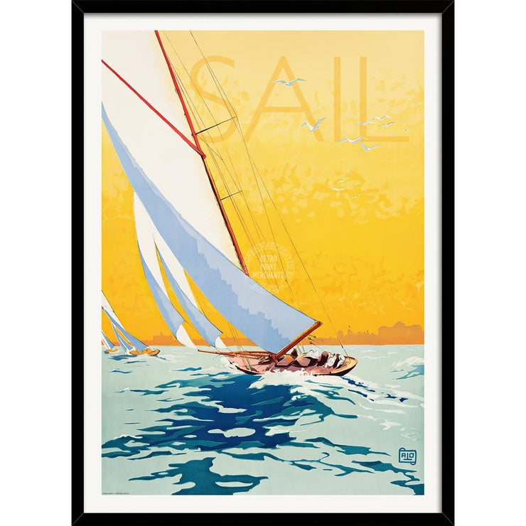 Sail | France A3 297 X 420Mm 11.7 16.5 Inches / Framed Print - Black Timber Art
